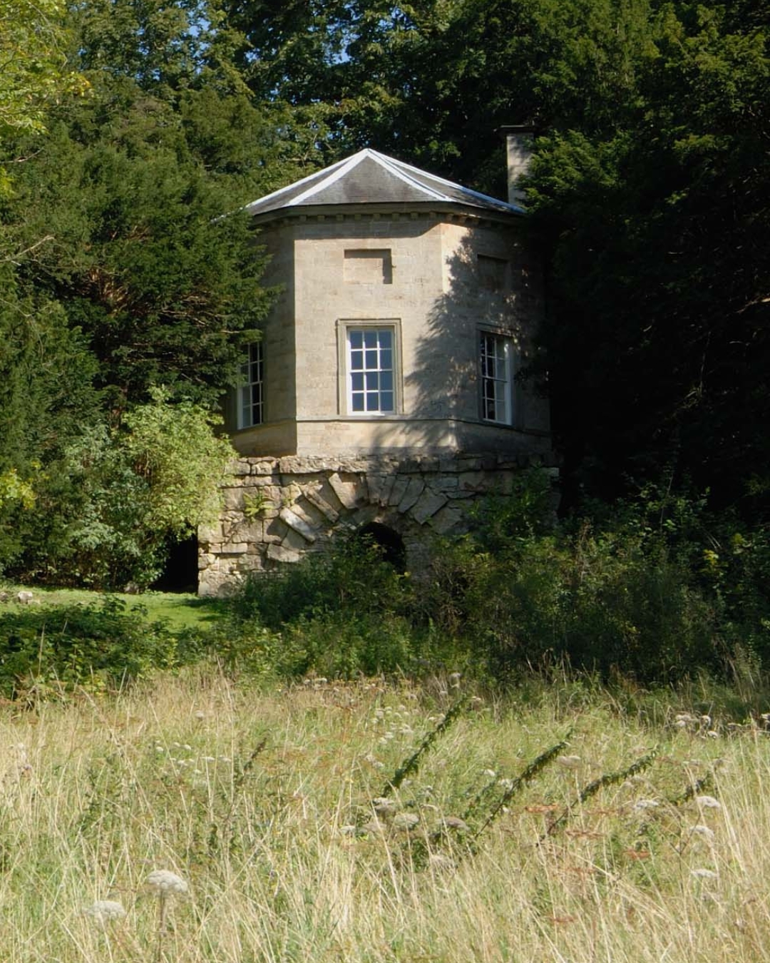 A tower folly hidden in woodland