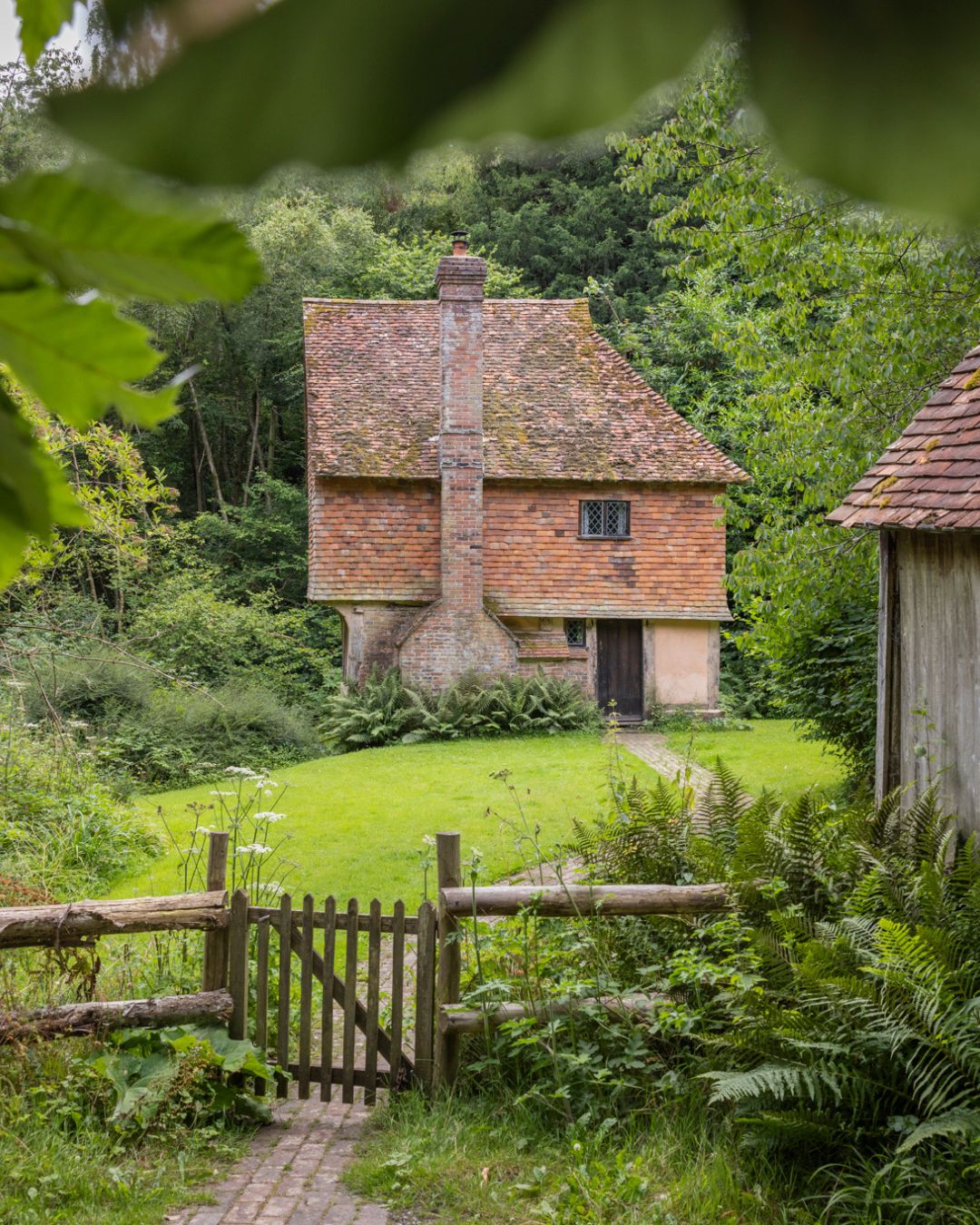 A small cottage in a woodland clearing